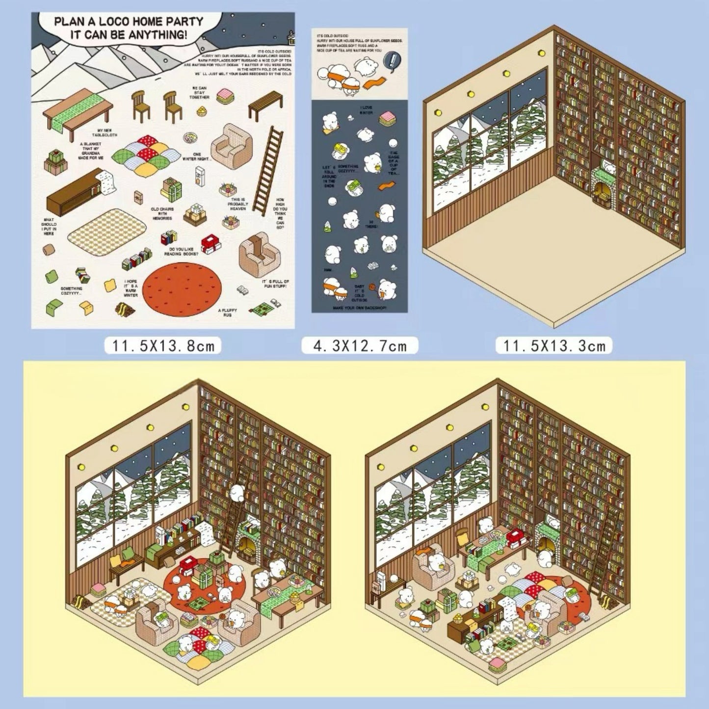 Home Party - 3D Scene Stickers | DIY Mini Room Strickers | Collectible Sticker Book Kit | Fun Scenerty Stickers