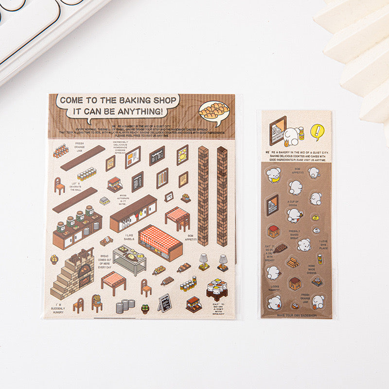 Baking Shop -3D Scene Stickers | DIY Mini Room Strickers | Collectible Sticker Book Kit | Fun Scenery Stickers