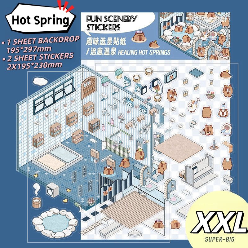 XXL - 3D Scene Stickers | DIY Mini Room Strickers | Collectible Sticker Book Kit | Fun Scenery Stickers