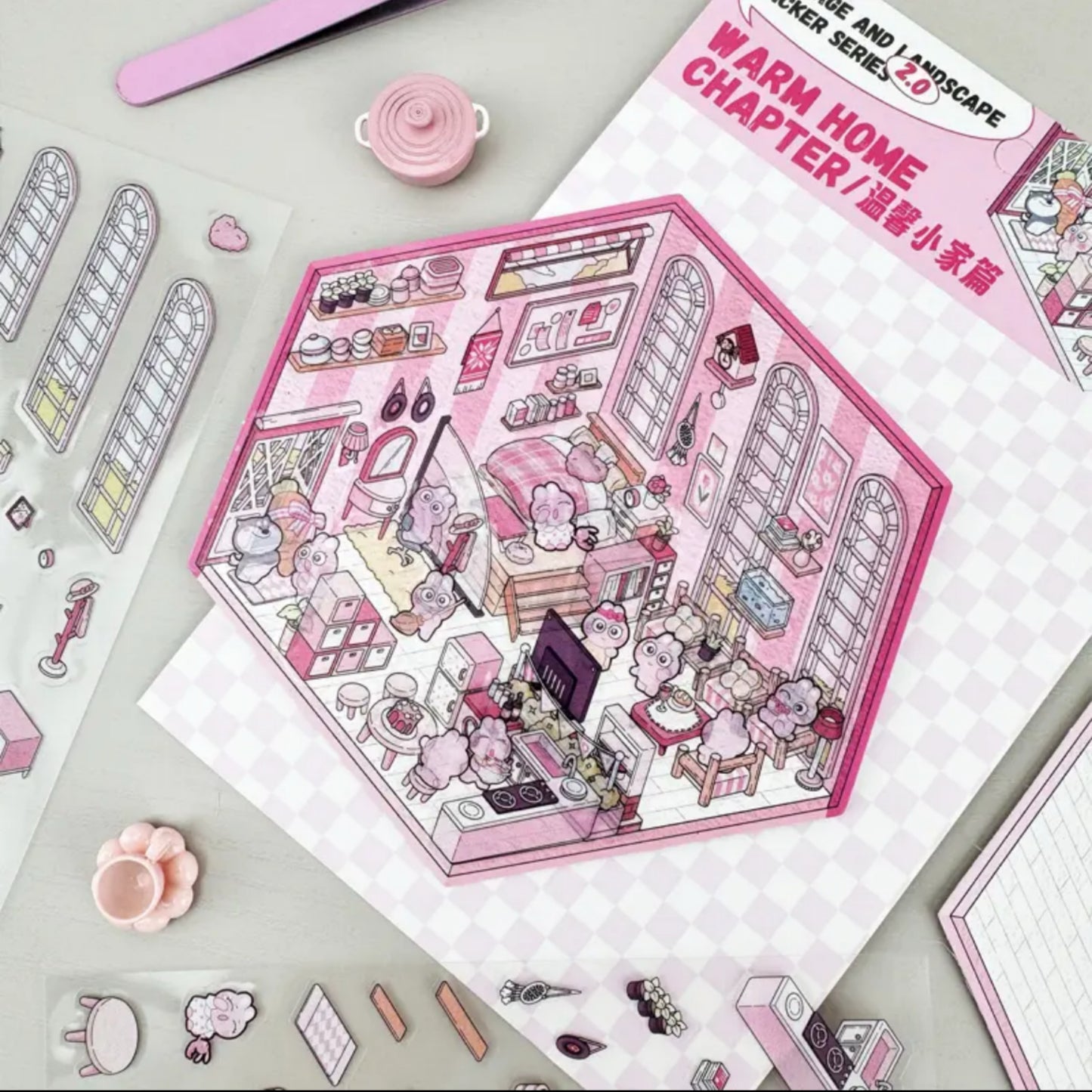 XXL - 3D Scene Stickers | DIY Mini Room Strickers | Collectible Sticker Book Kit | Fun Scenery Stickers