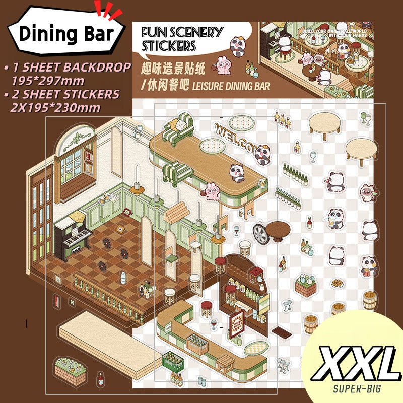 XXL - 3D Scene Stickers | DIY Mini Room Strickers | Collectible Sticker Book Kit | Fun Scenery Stickers