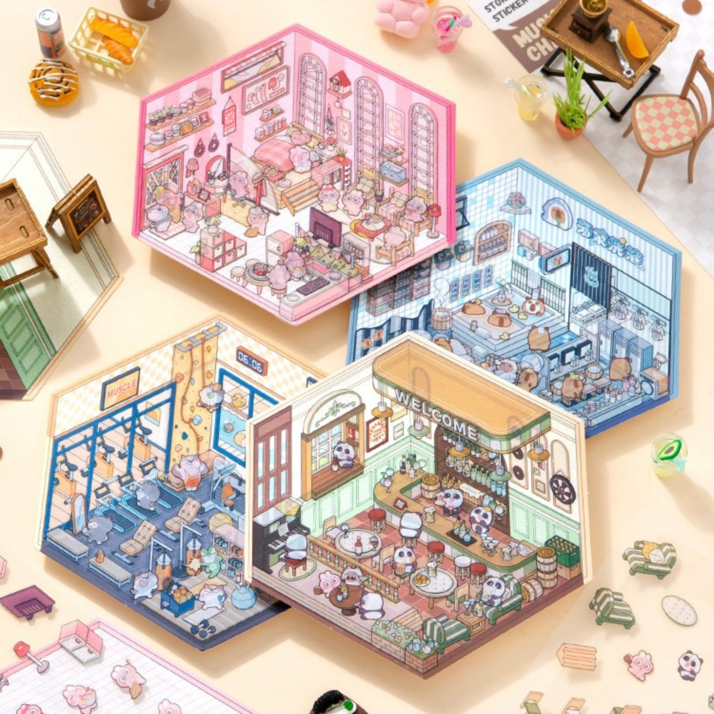 XXL - 3D Scene Stickers | DIY Mini Room Strickers | Collectible Sticker Book Kit | Fun Scenery Stickers